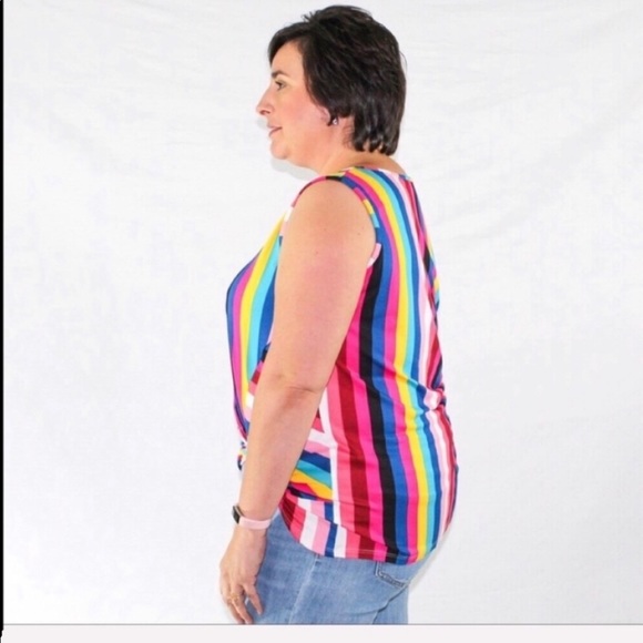 Sunday Morning Plus size Rainbow Striped tank top - Picture 2 of 3